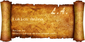 Lukics Anina névjegykártya